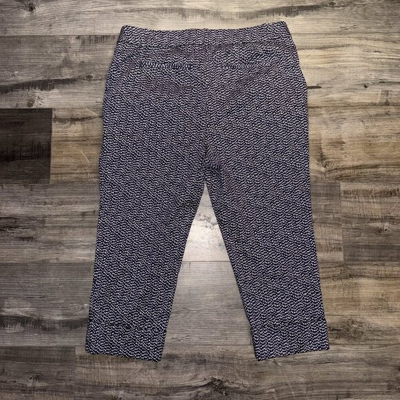 Chico's Pants Women's 2P Navy Blue Polka Dot Ankle High Rise Stretch - Picture 2 of 7